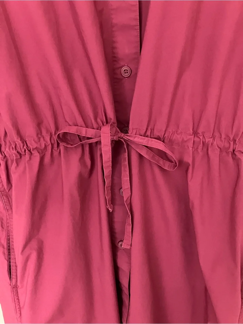 Uniqlo U V-Neck Button-Front Midi Dress in Wine/Maroon
